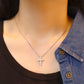 AZURE LEAF Full-Pavé Cross Necklace