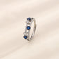 AZURE LEAF Sapphire Double-Layered Full Diamond Open Ring